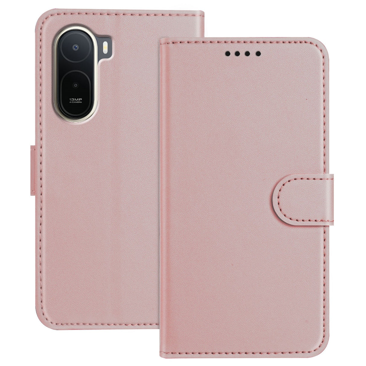 Xiaomi Redmi A7 Pro EIDERWOOD Konstläder Fodral m. Korthållare & Stativfunktion - Rose Gold