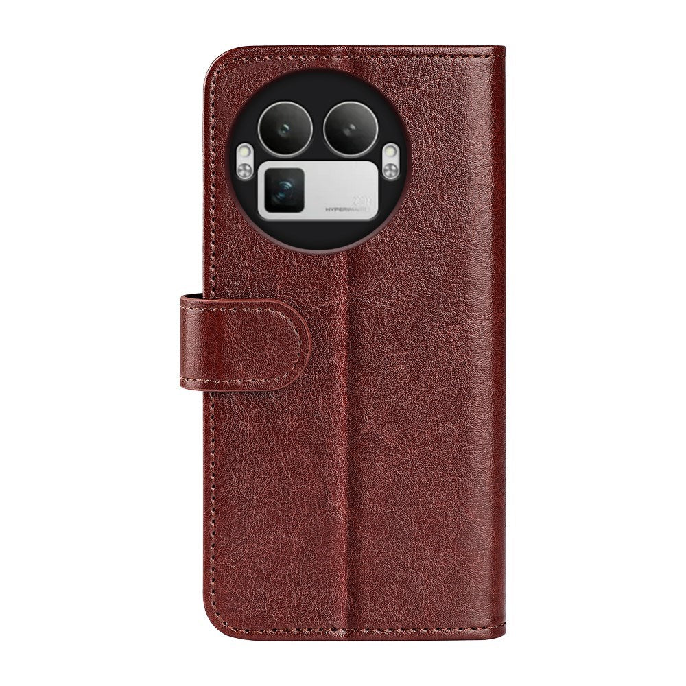 Realme GT 8 Pro EIDERWOOD Konstläder Fodral m. Kortfack & Stativfunktion - Brun