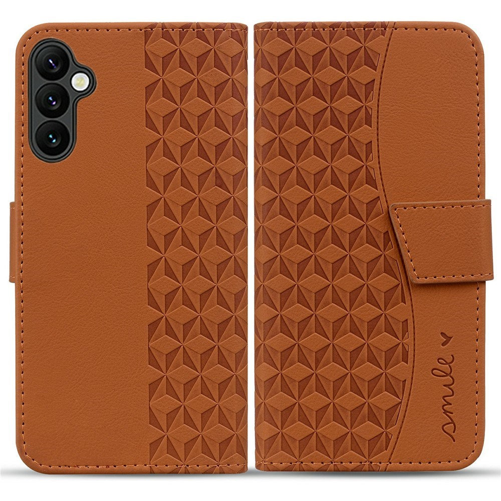 Samsung Galaxy A57 EIDERWOOD Fodral med Tryck - Korthållare & Rem - Brun