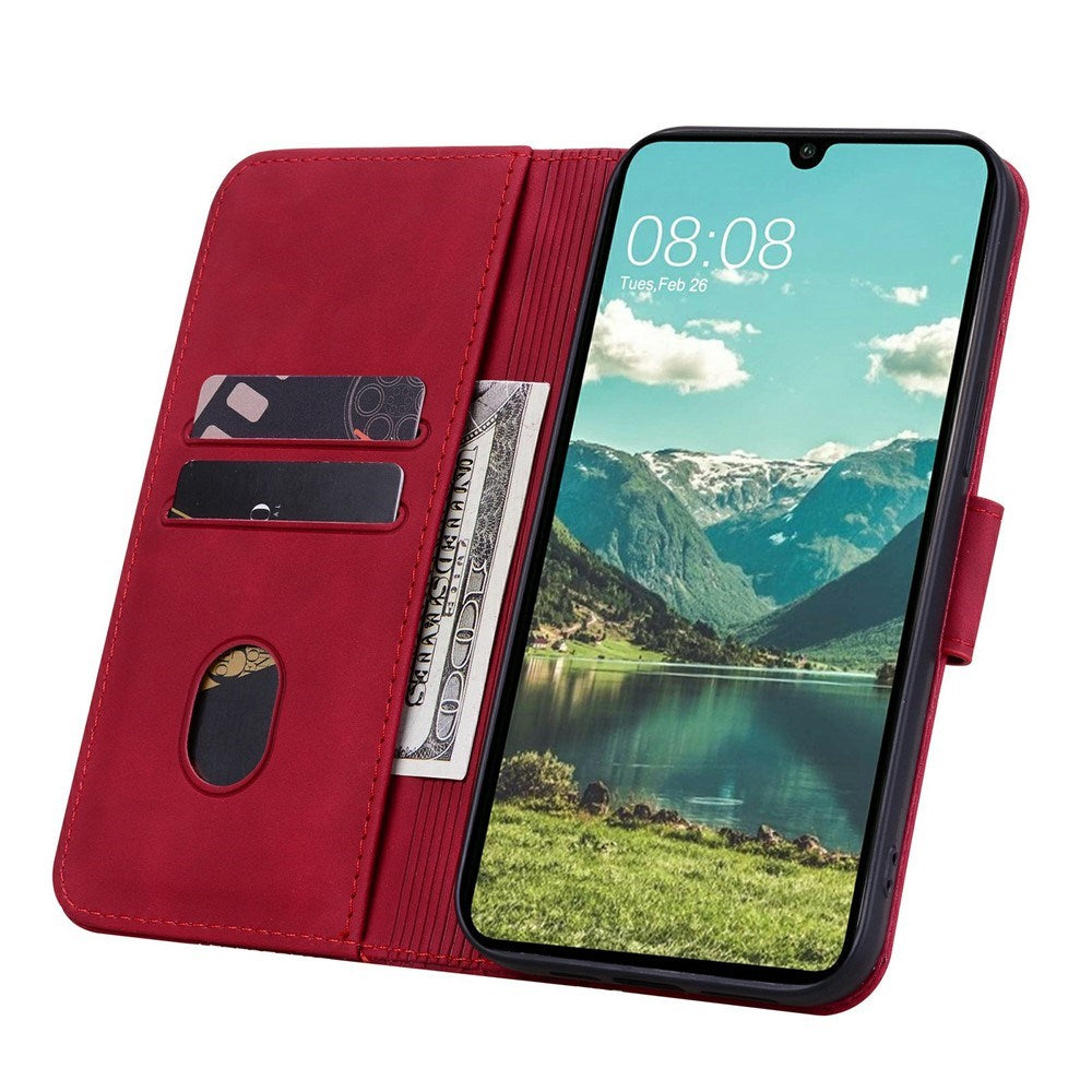 Samsung Galaxy A57 EIDERWOOD Fodral med Tryck - Korthållare & Rem - Röd
