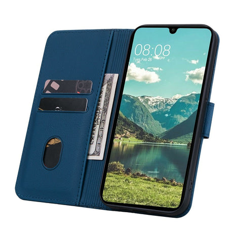 Samsung Galaxy A57 EIDERWOOD Fodral med Tryck - Korthållare & Rem - Blå