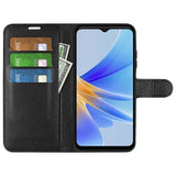 OPPO A17 EIDERWOOD Konstläder Fodral m. Korthållare & Ställfunktion - Svart