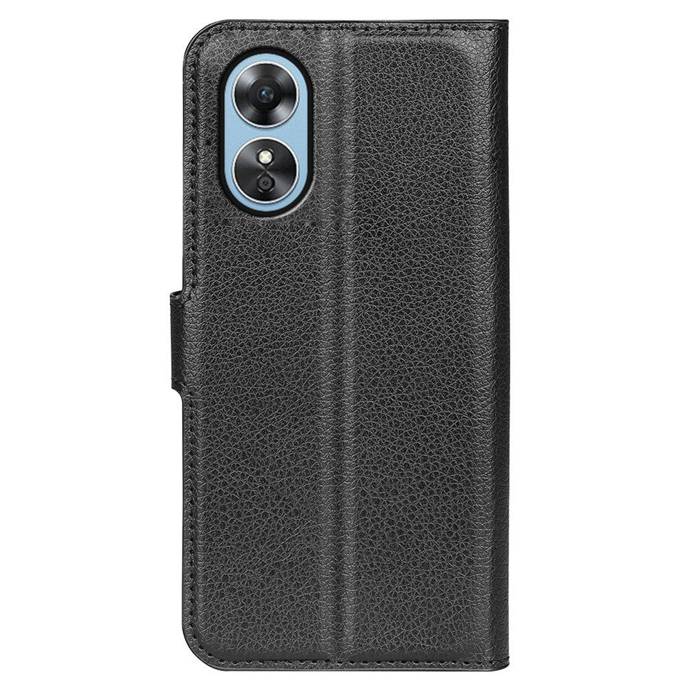 OPPO A17 EIDERWOOD Konstläder Fodral m. Korthållare & Ställfunktion - Svart