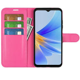 OPPO A17 EIDERWOOD Konstläder Fodral m. Korthållare & Ställfunktion - Pink