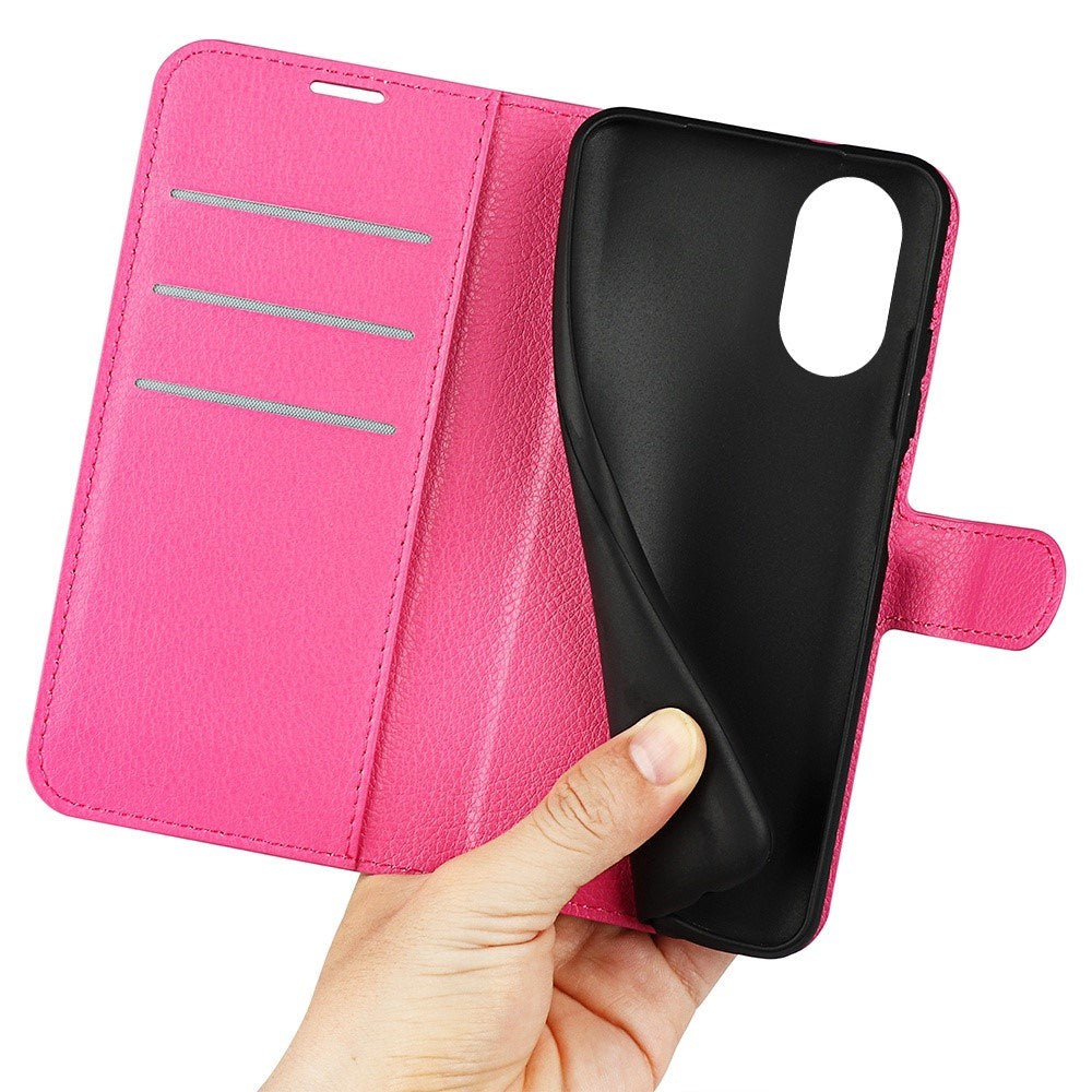 OPPO A17 EIDERWOOD Konstläder Fodral m. Korthållare & Ställfunktion - Pink