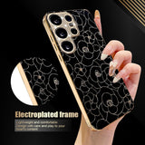 Samsung Galaxy S26 Ultra EIDERWOOD Hybrid Plast Skal m. Blommor & Diamant Kamera - Svart