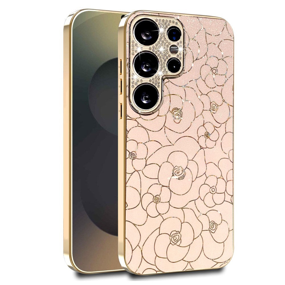 Samsung Galaxy S26 Ultra EIDERWOOD Hybrid Plast Skal m. Blommor & Diamant Kamera - Rosa