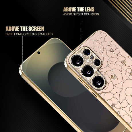 Samsung Galaxy S26 Ultra EIDERWOOD Hybrid Plast Skal m. Blommor & Diamant Kamera - Rosa