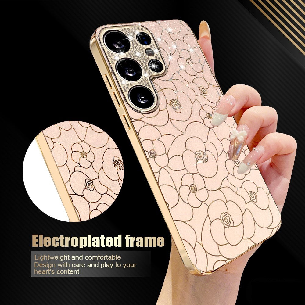 Samsung Galaxy S26 Ultra EIDERWOOD Hybrid Plast Skal m. Blommor & Diamant Kamera - Rosa