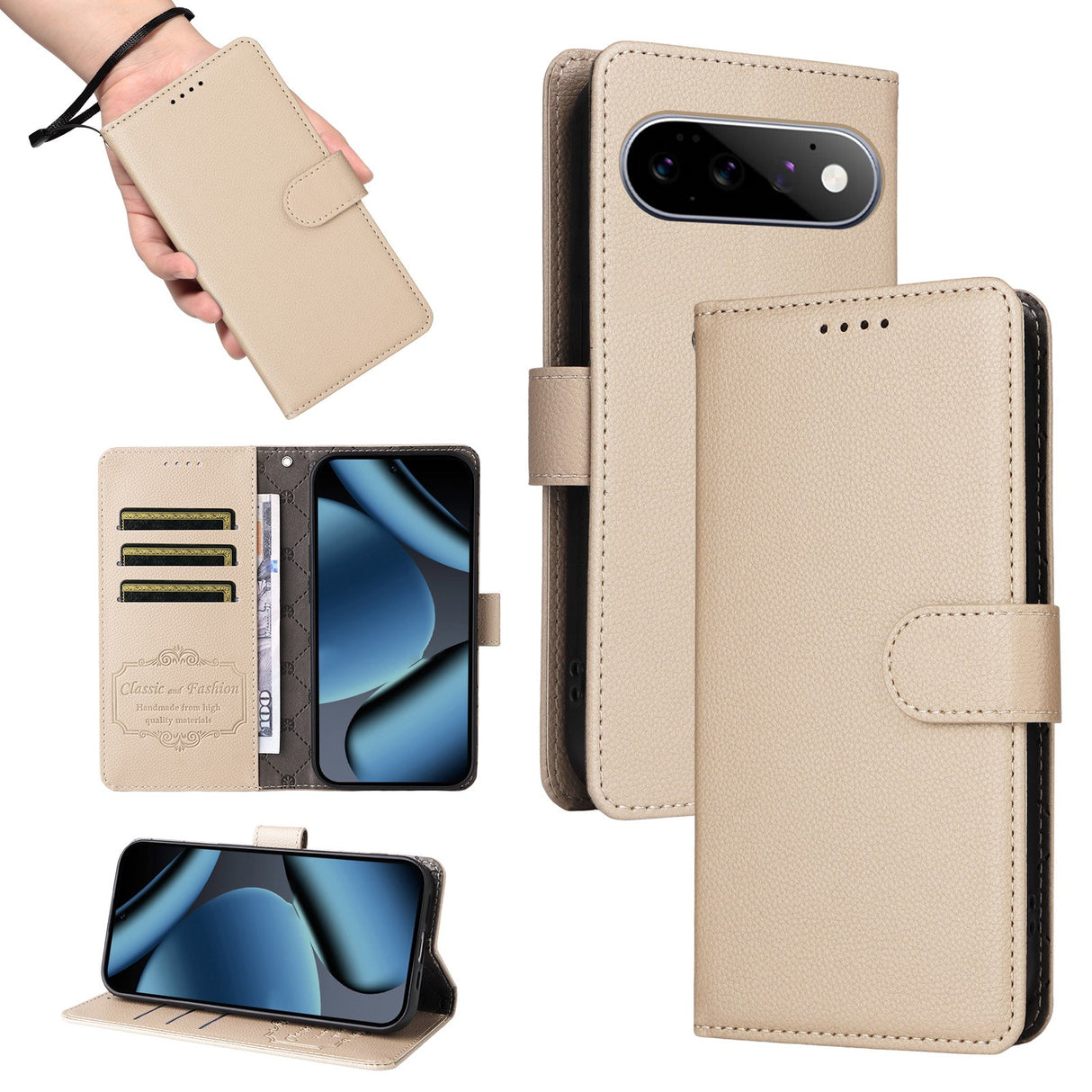 EIDERWOOD Google Pixel 11 / 11 Pro Fodral - Korthållare & Handledsrem - Beige