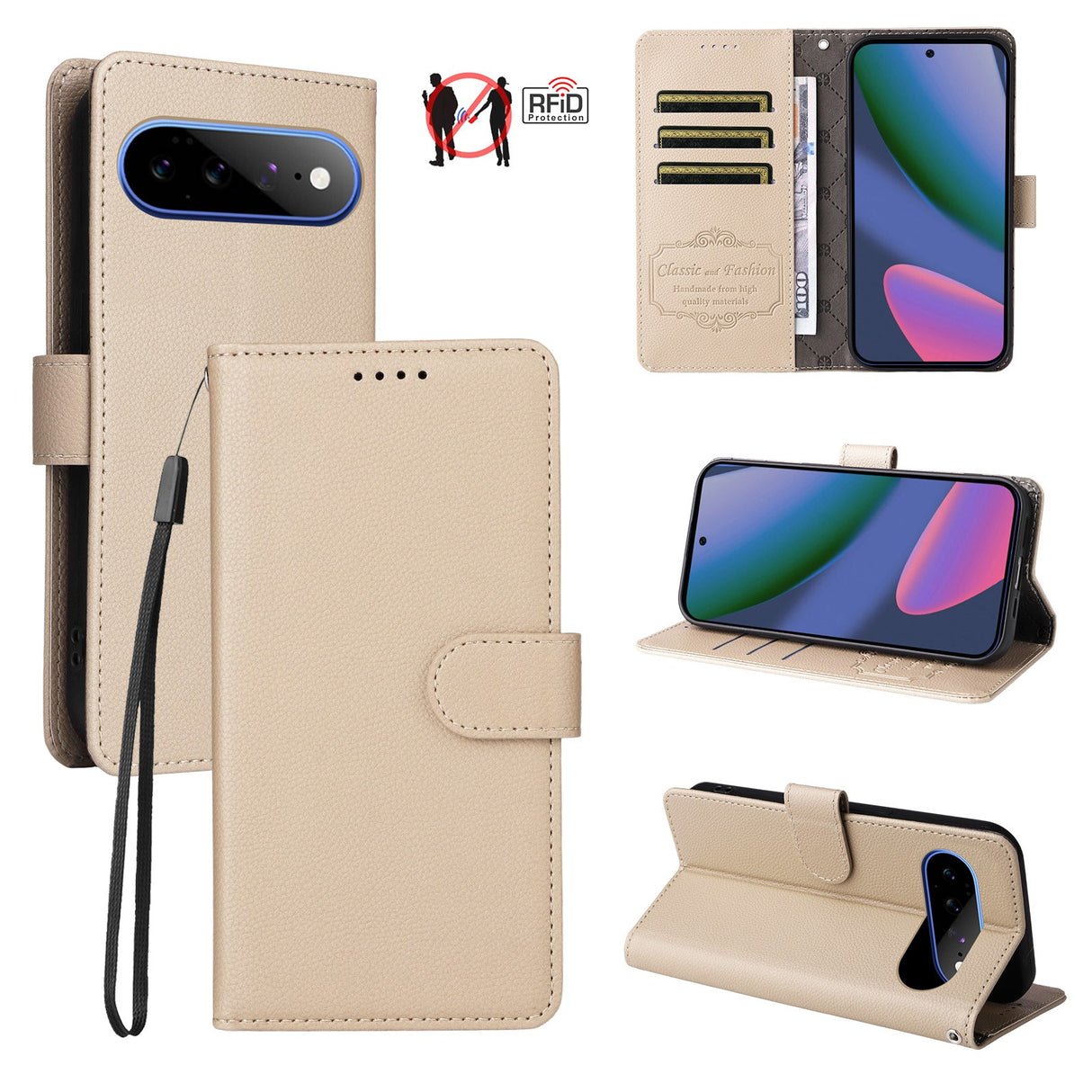 EIDERWOOD Google Pixel 11 Pro XL Fodral - Korthållare & Handledsrem - Beige