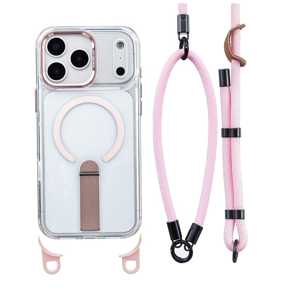 iPhone 17 Pro EIDERWOOD Skal med Stativfunktion & Axel- / Handledsrem - MagSafe Kompatibel - Rosa