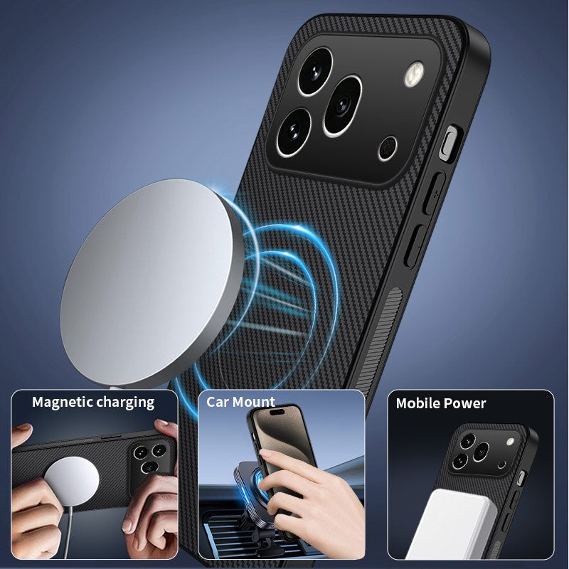Honor 600 Pro WANLONFENG Skal med Kolfiberstruktur - MagSafe Kompatibel - Lila