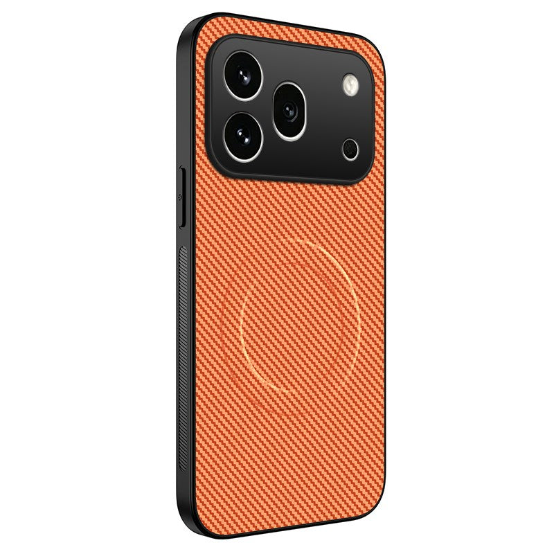 Honor 600 Pro WANLONFENG Skal med Kolfiberstruktur - MagSafe Kompatibel - Orange