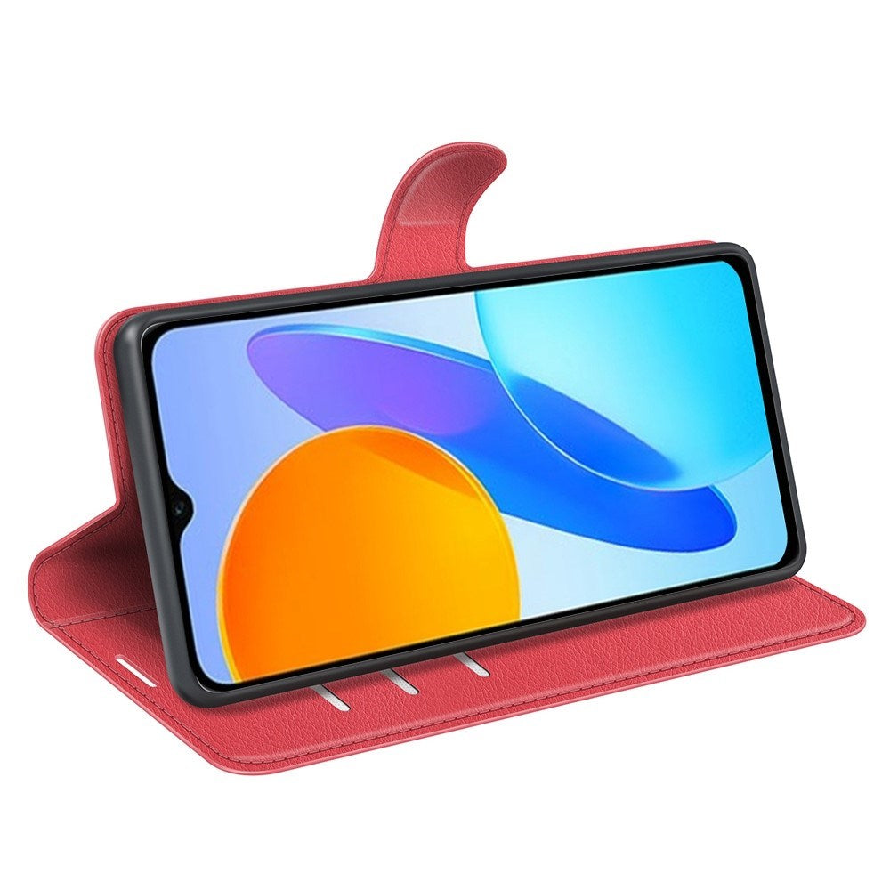 EIDERWOOD Honor X8 (5G) Konstläder Flip Fodral m. Korthållare & Ställfunktion - Röd