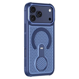 iPhone 17 Pro EIDERWOOD Hybridskal med Värmeavledning & 360° Roterande Stativ - MagSafe Kompatibel - Blå