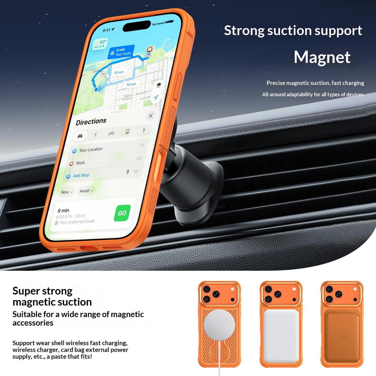 iPhone 17 Pro EIDERWOOD Hybridskal med Värmeavledning & 360° Roterande Stativ - MagSafe Kompatibel - Blå