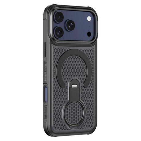 iPhone 17 Pro EIDERWOOD Hybridskal med Värmeavledning & 360° Roterande Stativ - MagSafe Kompatibel - Svart