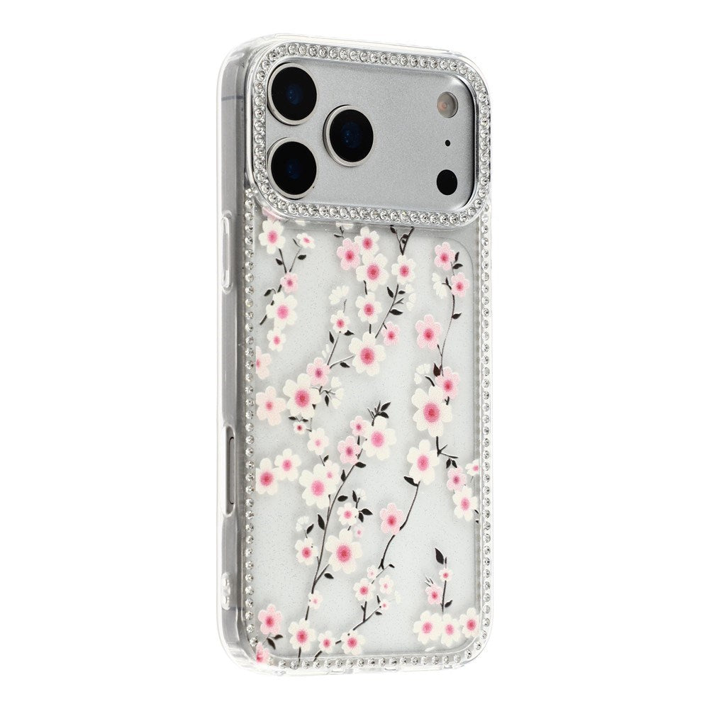 iPhone 17 Pro Max EIDERWOOD Hybridskal med Strass & Blommönster - Genomskinlig / Körsbärsblommor