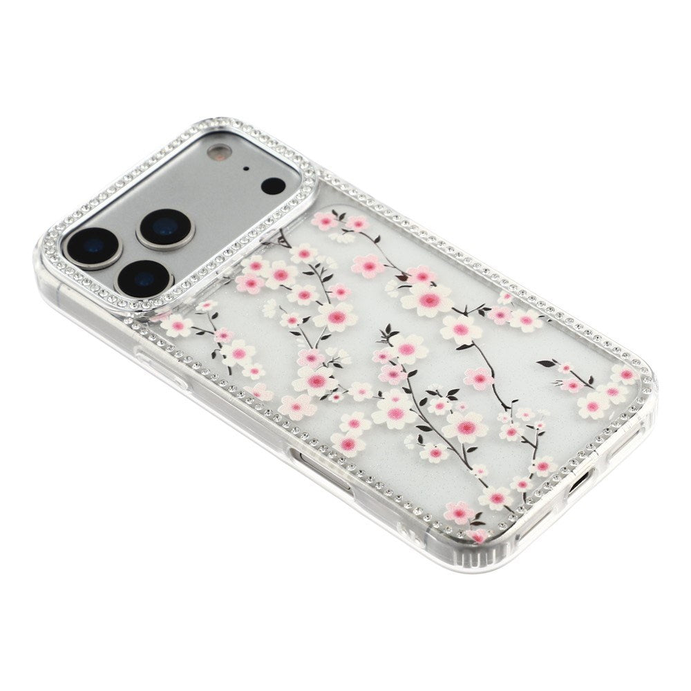 iPhone 17 Pro Max EIDERWOOD Hybridskal med Strass & Blommönster - Genomskinlig / Körsbärsblommor