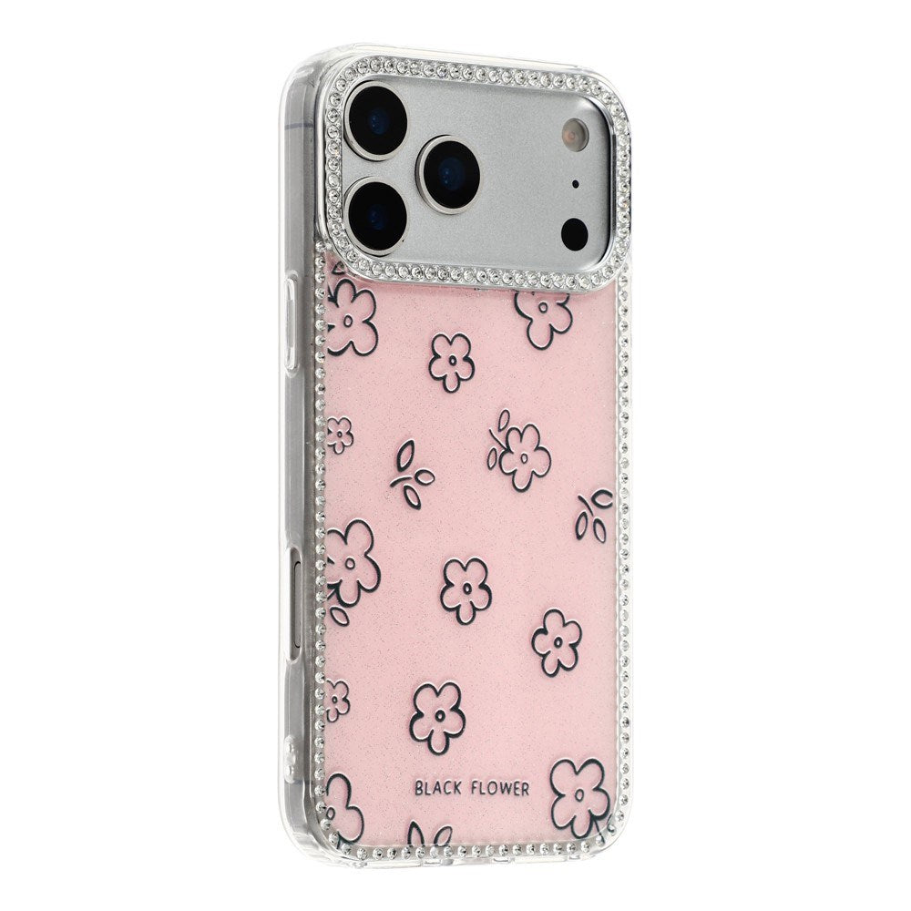 iPhone 17 Pro Max EIDERWOOD Hybridskal med Strass & Blommönster - Rosa / Blommor