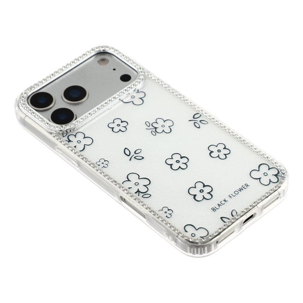 iPhone 17 Pro Max EIDERWOOD Hybridskal med Strass & Blommönster - Vit / Blommor