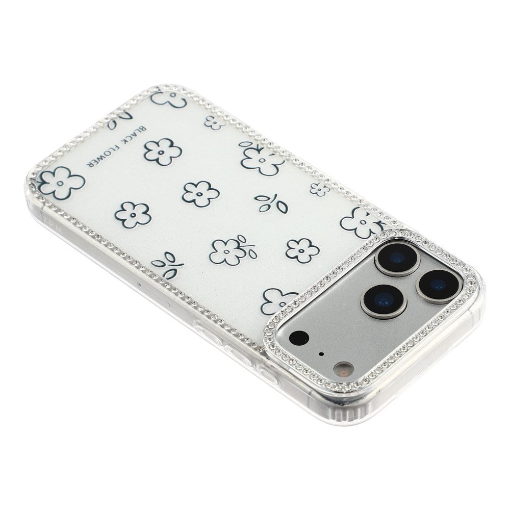iPhone 17 Pro Max EIDERWOOD Hybridskal med Strass & Blommönster - Vit / Blommor