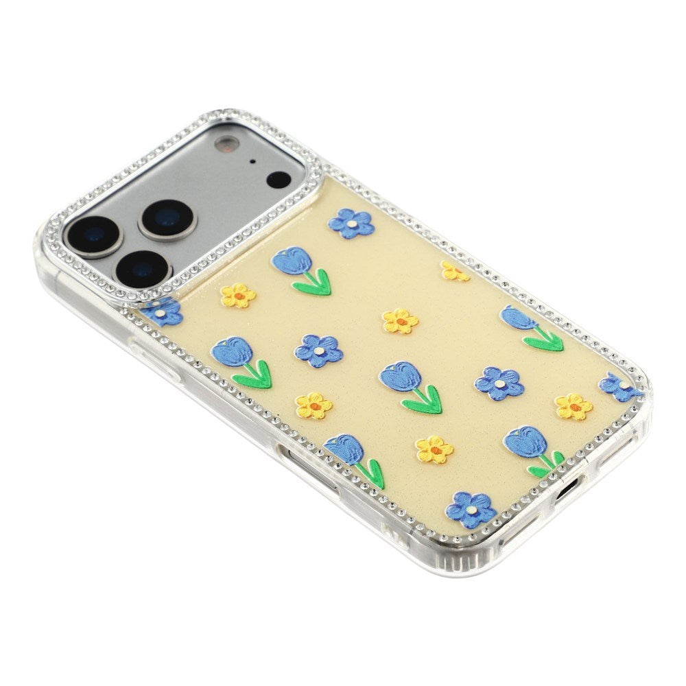 iPhone 17 Pro Max EIDERWOOD Hybridskal med Strass & Blommönster - Gul / Tulpaner