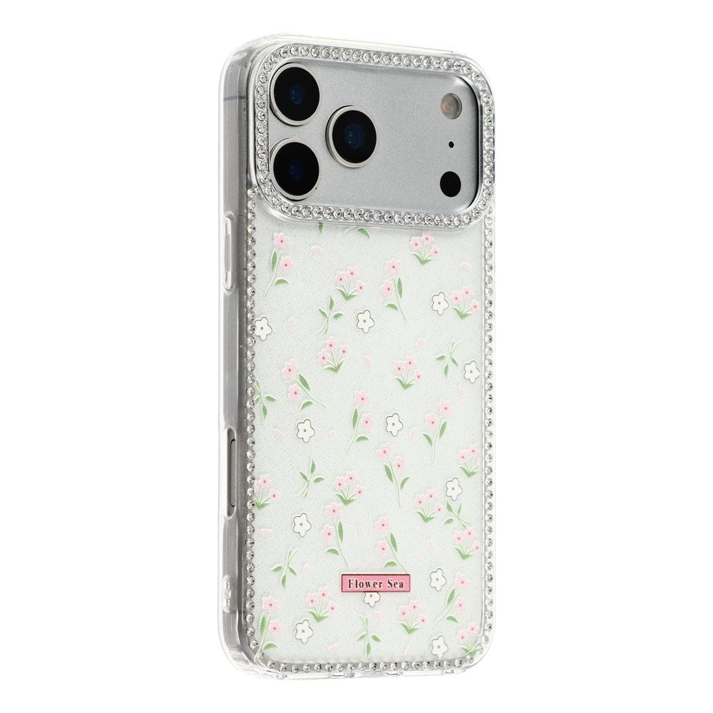 iPhone 17 Pro Max EIDERWOOD Hybridskal med Strass & Blommönster - Vit / Vårblommor