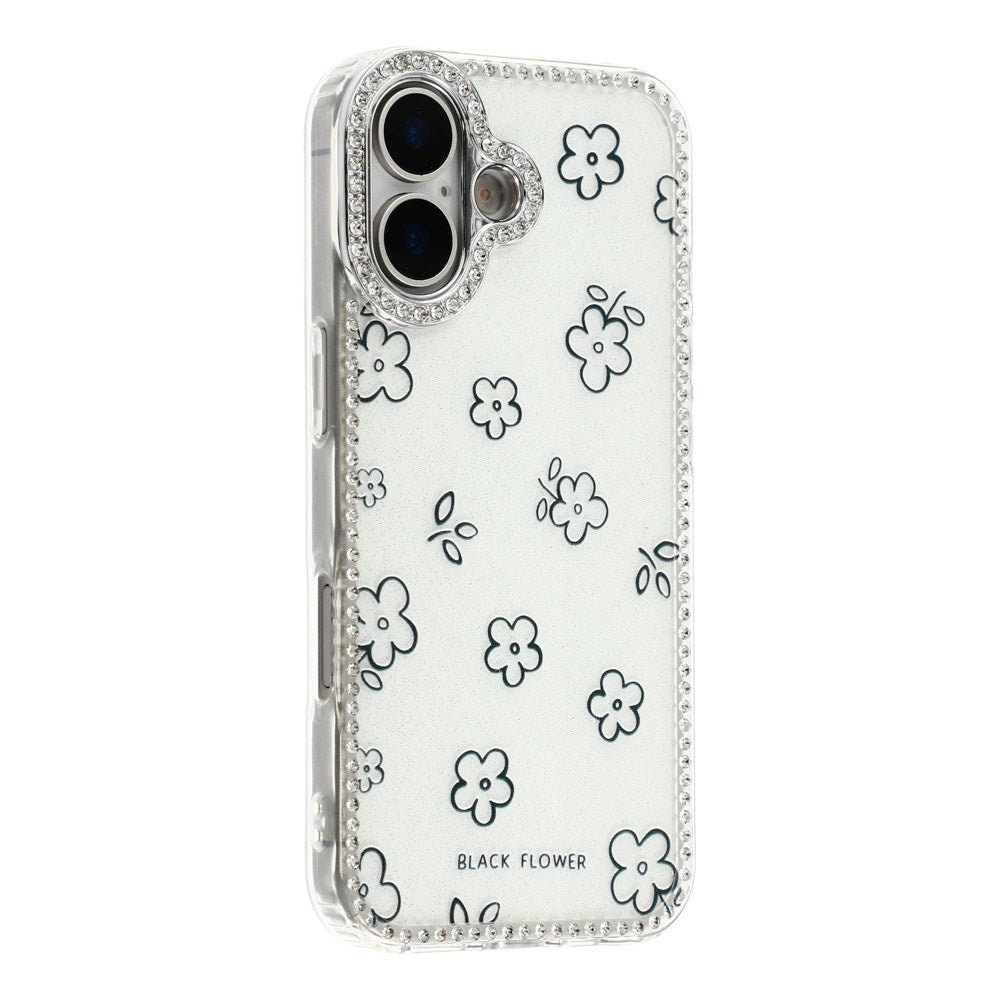 iPhone 17 EIDERWOOD Hybridskal med Strass & Blommönster - Vit / Blommor