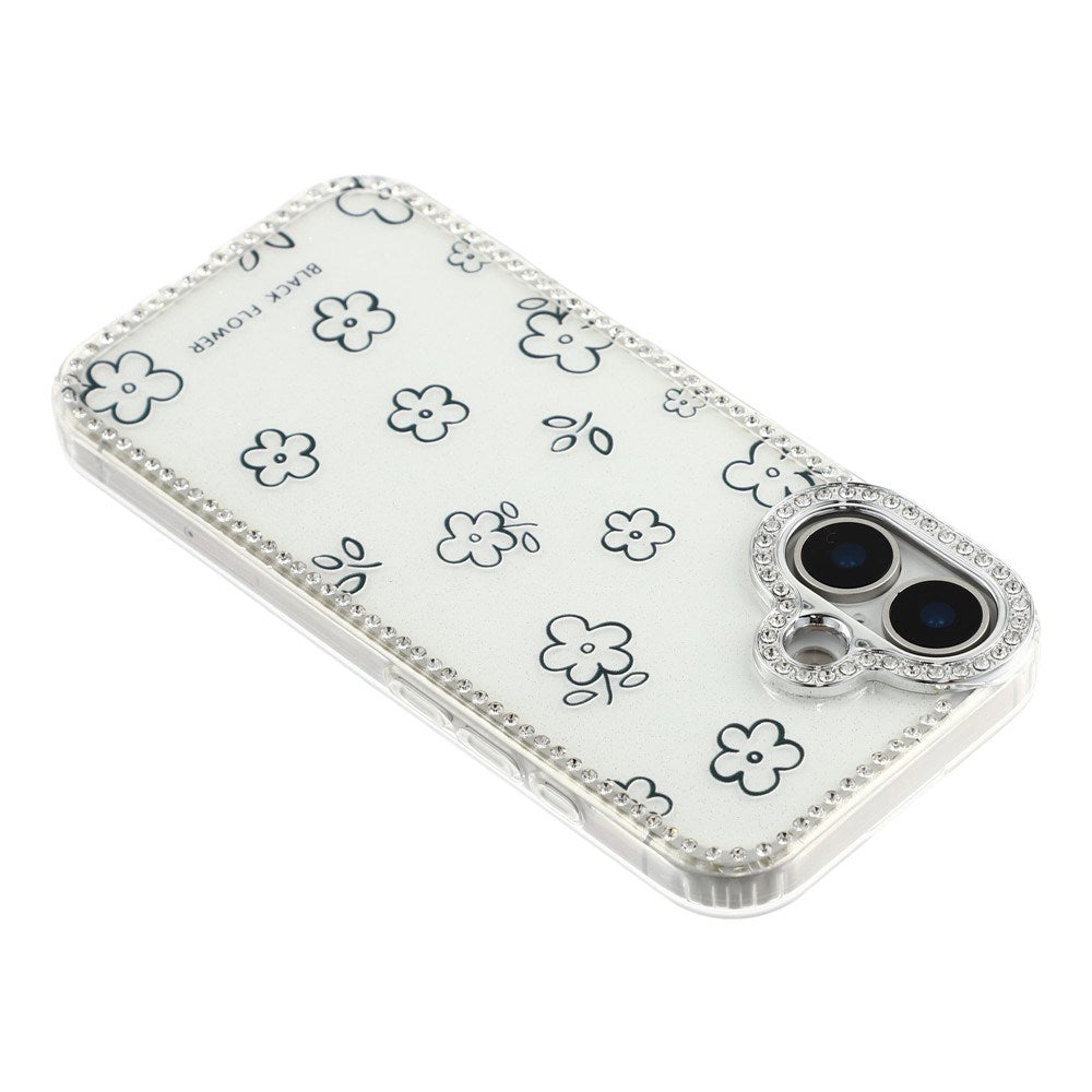 iPhone 17 EIDERWOOD Hybridskal med Strass & Blommönster - Vit / Blommor