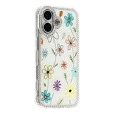iPhone 17 EIDERWOOD Hybridskal med Strass & Blommönster - Vit / Flerfärgad Blommor