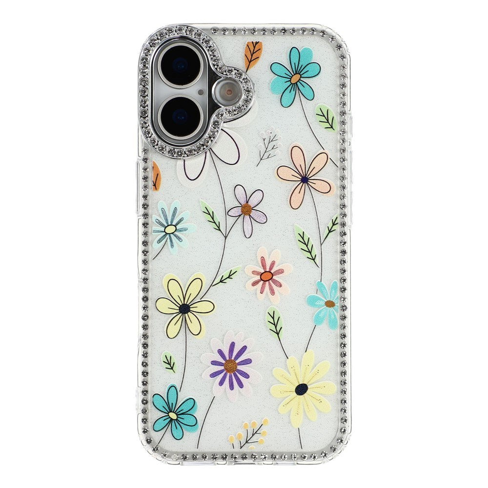iPhone 17 EIDERWOOD Hybridskal med Strass & Blommönster - Vit / Flerfärgad Blommor