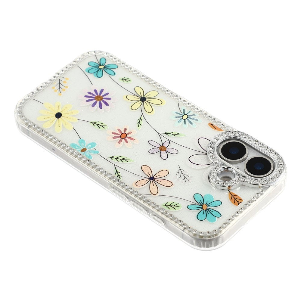 iPhone 17 EIDERWOOD Hybridskal med Strass & Blommönster - Vit / Flerfärgad Blommor