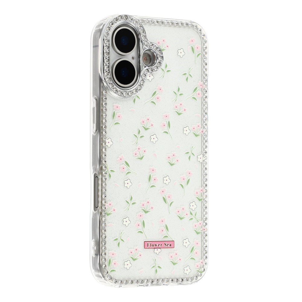 iPhone 17 EIDERWOOD Hybridskal med Strass & Blommönster - Vit / Vårblommor