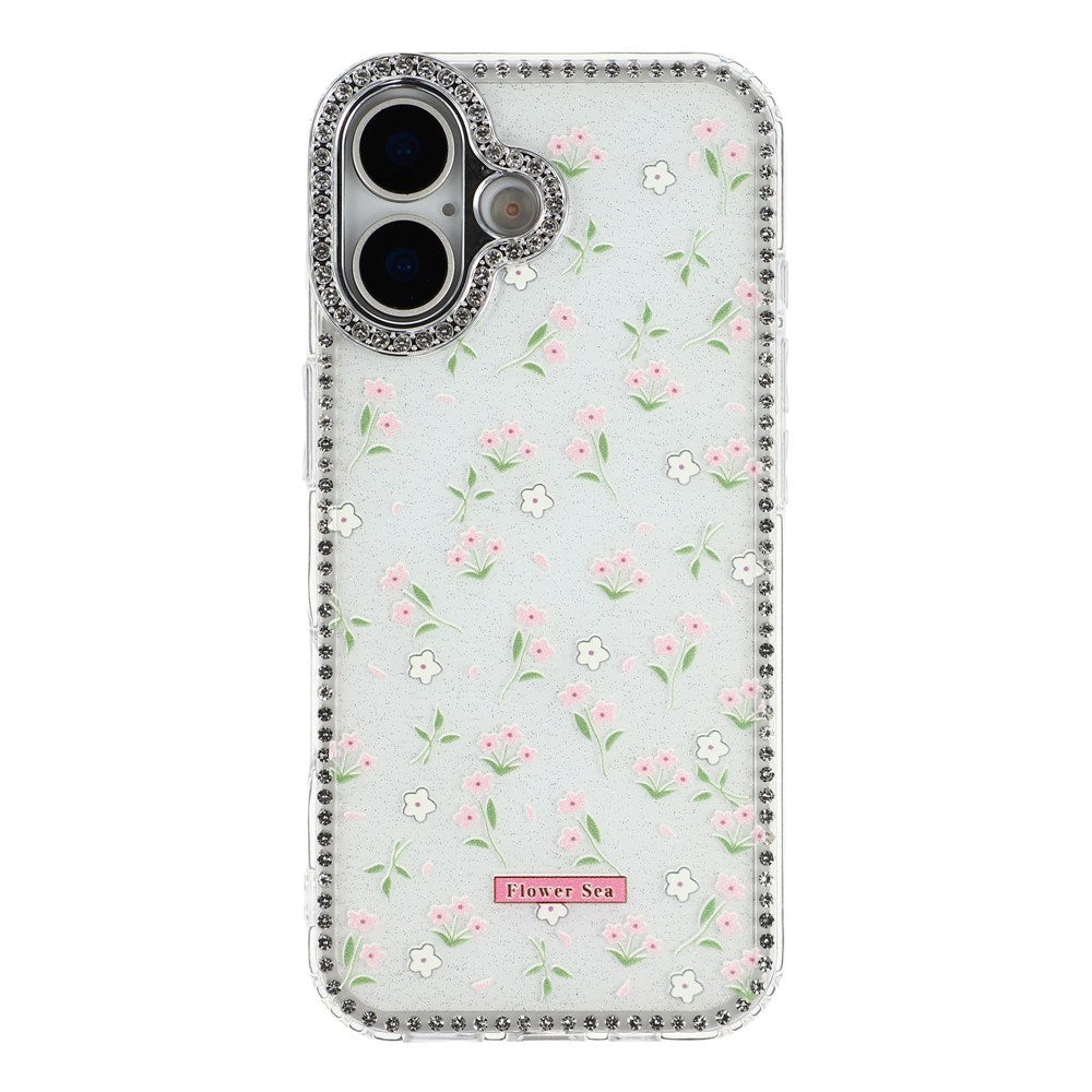 iPhone 17 EIDERWOOD Hybridskal med Strass & Blommönster - Vit / Vårblommor