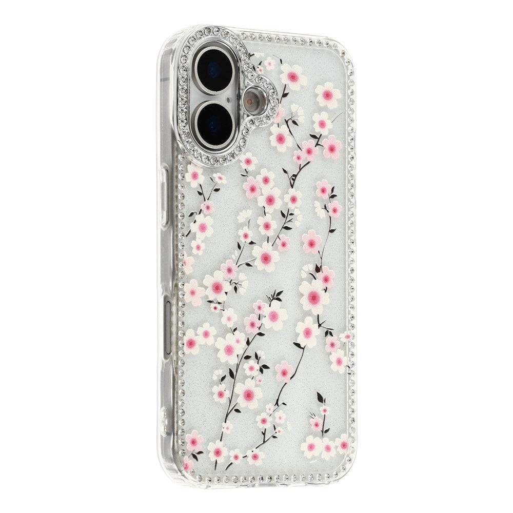 iPhone 17 EIDERWOOD Hybridskal med Strass & Blommönster - Genomskinlig / Körsbärsblommor