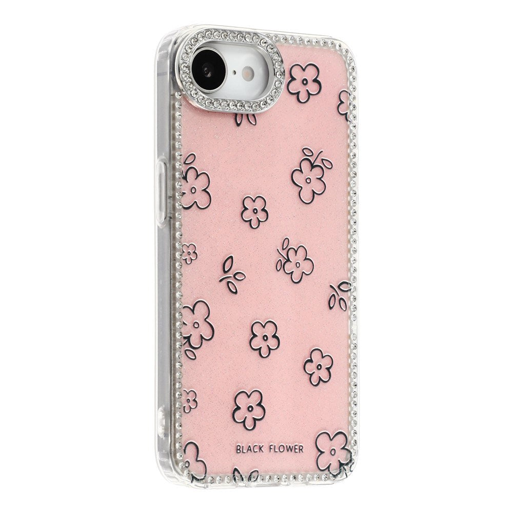 iPhone 17e / 16e EIDERWOOD Hybridskal med Strass & Blommönster - Rosa / Blommor