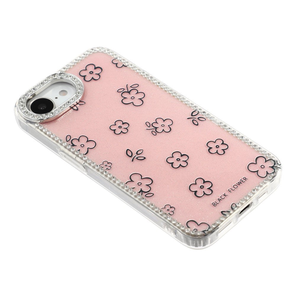 iPhone 17e / 16e EIDERWOOD Hybridskal med Strass & Blommönster - Rosa / Blommor