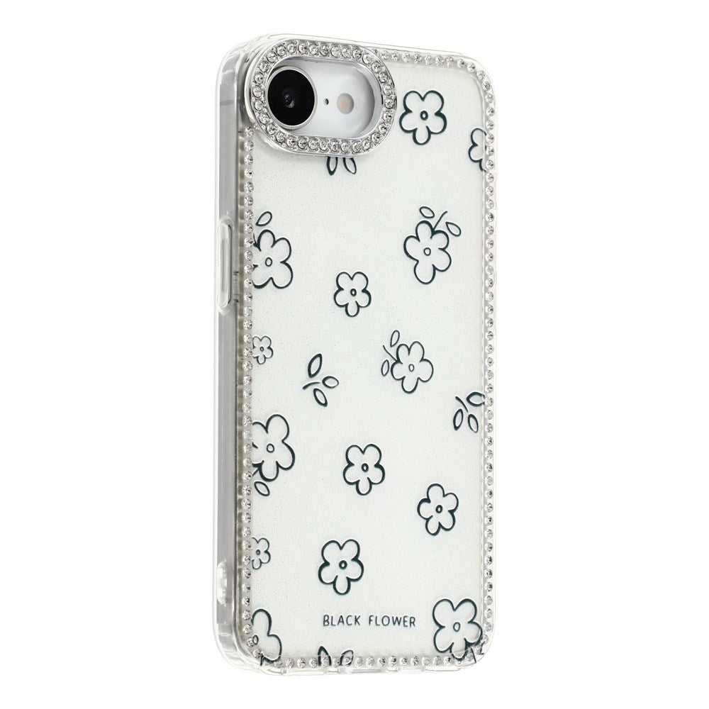 iPhone 17e / 16e EIDERWOOD Hybridskal med Strass & Blommönster - Vit / Blommor