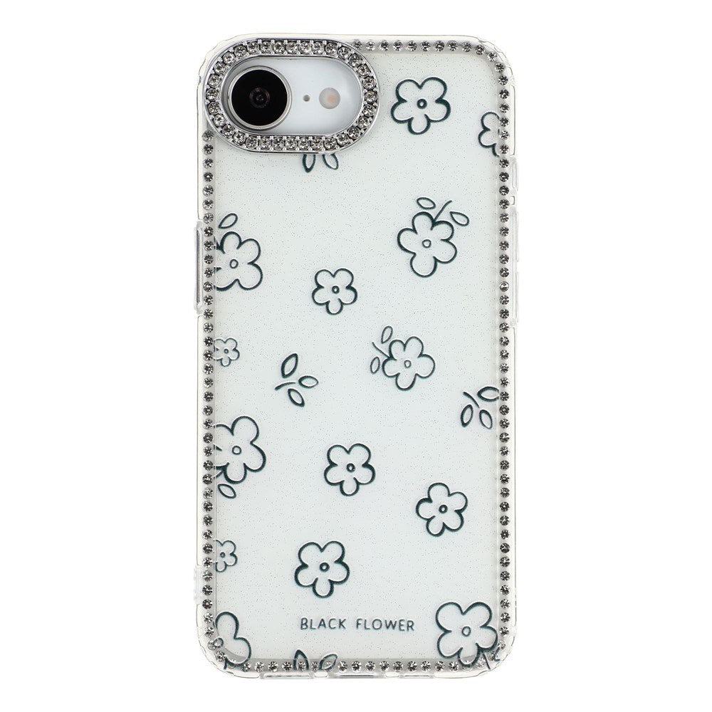 iPhone 17e / 16e EIDERWOOD Hybridskal med Strass & Blommönster - Vit / Blommor
