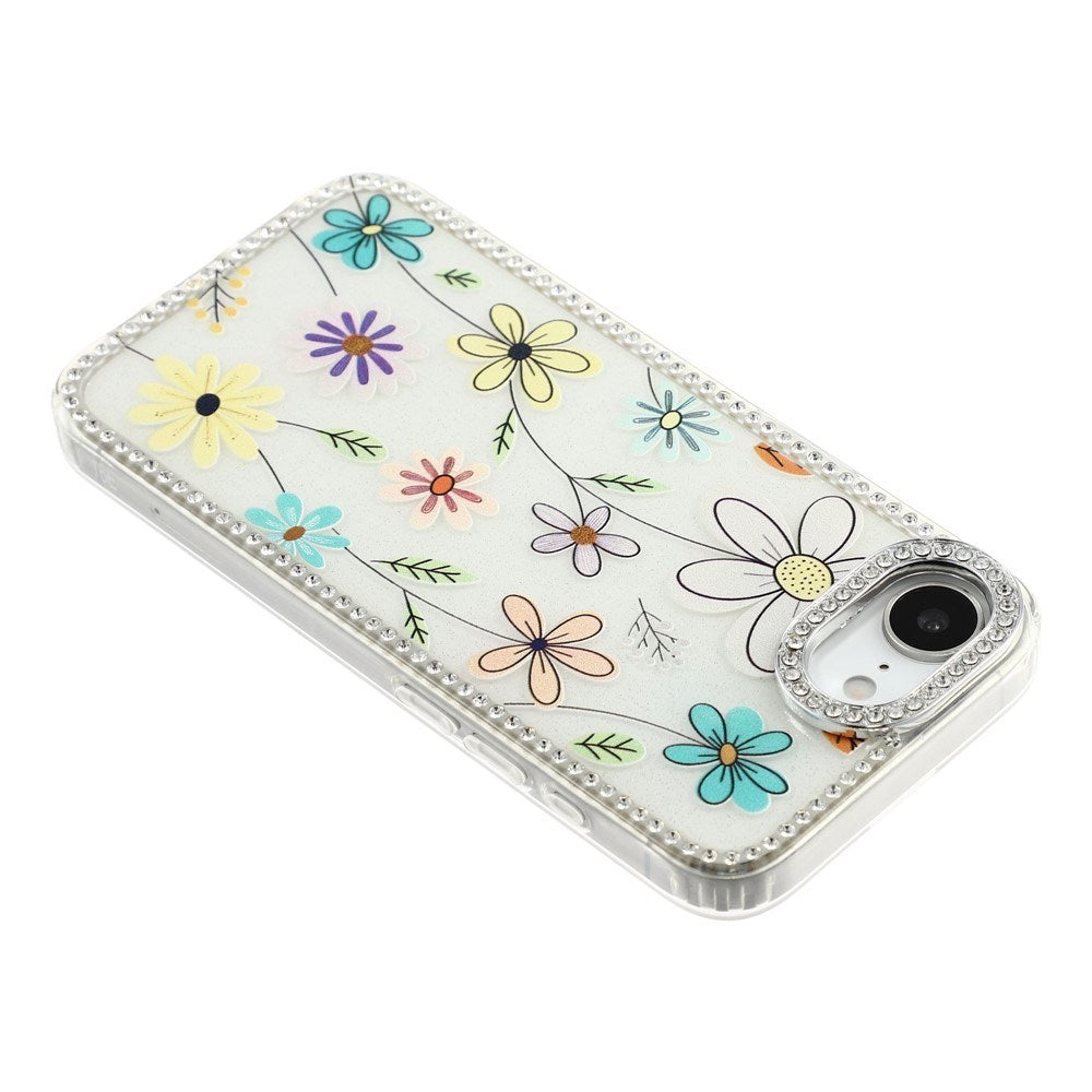 iPhone 17e / 16e EIDERWOOD Hybridskal med Strass & Blommönster - Vit / Flerfärgad Blommor