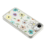 iPhone 17e / 16e EIDERWOOD Hybridskal med Strass & Blommönster - Vit / Flerfärgad Blommor