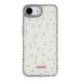 iPhone 17e / 16e EIDERWOOD Hybridskal med Strass & Blommönster - Vit / Vårblommor