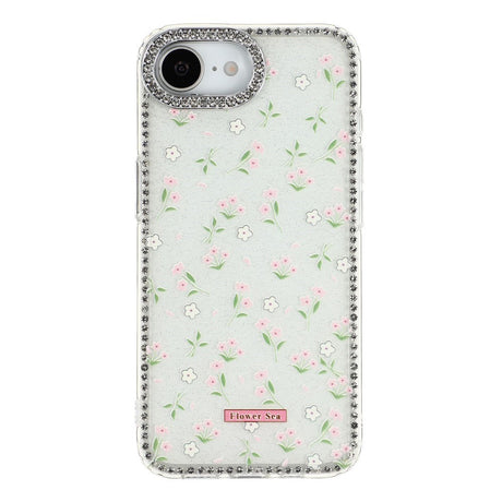 iPhone 17e / 16e EIDERWOOD Hybridskal med Strass & Blommönster - Vit / Vårblommor