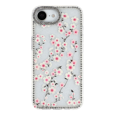 iPhone 17e / 16e EIDERWOOD Hybridskal med Strass & Blommönster - Genomskinlig / Körsbärsblommor