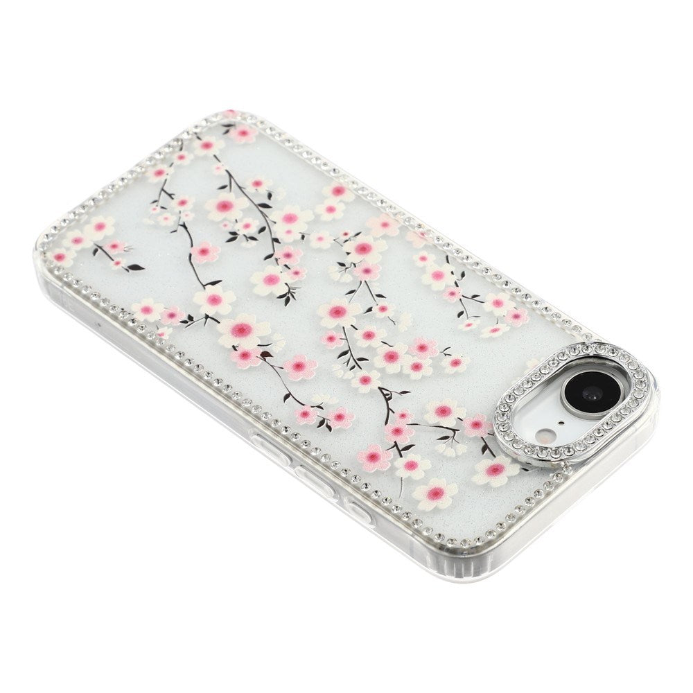 iPhone 17e / 16e EIDERWOOD Hybridskal med Strass & Blommönster - Genomskinlig / Körsbärsblommor