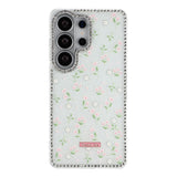 Samsung Galaxy S26 Ultra EIDERWOOD Hybridskal med Strass & Blommönster - Vit / Vårblommor