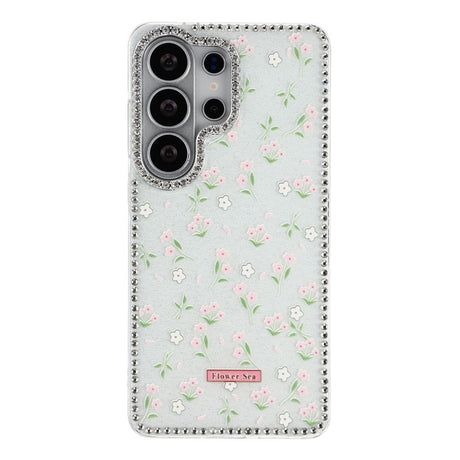 Samsung Galaxy S26 Ultra EIDERWOOD Hybridskal med Strass & Blommönster - Vit / Vårblommor