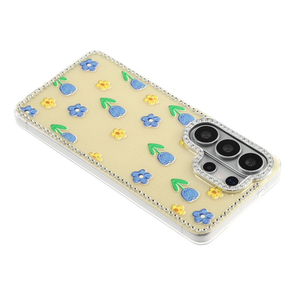 Samsung Galaxy S26 Ultra EIDERWOOD Hybridskal med Strass & Blommönster - Gul / Tulpaner
